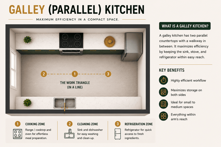 Galley shape kitchen design