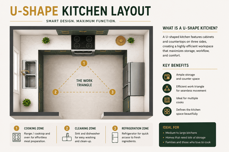 U-Shape kitchen layout design